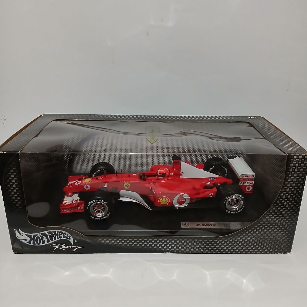 (PESANAN) (Ada Minus) Diecast F1 Hot Wheels Premium 1/18 Ferrari F2002 Michael Schumacher 2002 8Worl