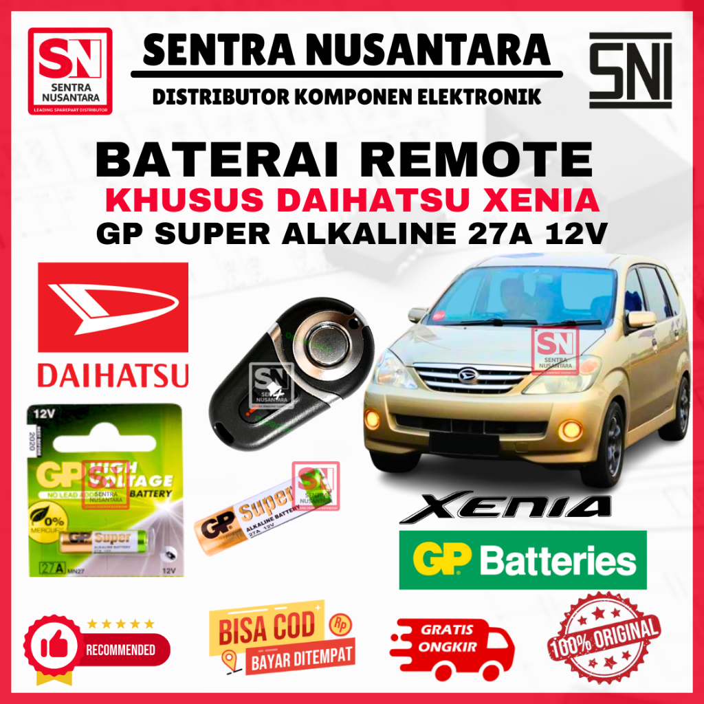 BATERAI REMOTE DAIHATSU XENIA ORIGINAL GP SUPER ALKALINE 27A 12V | BATTERY REMOTE XENIA DAIHATSU KUA