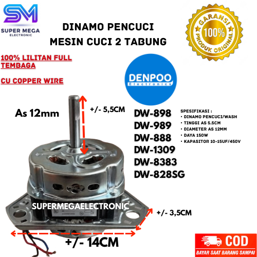 Wash motor/Dinamo Pencuci Denpoo Mesin cuci 2 Tabung DW-898/DW-989/DW-888/DW-1309