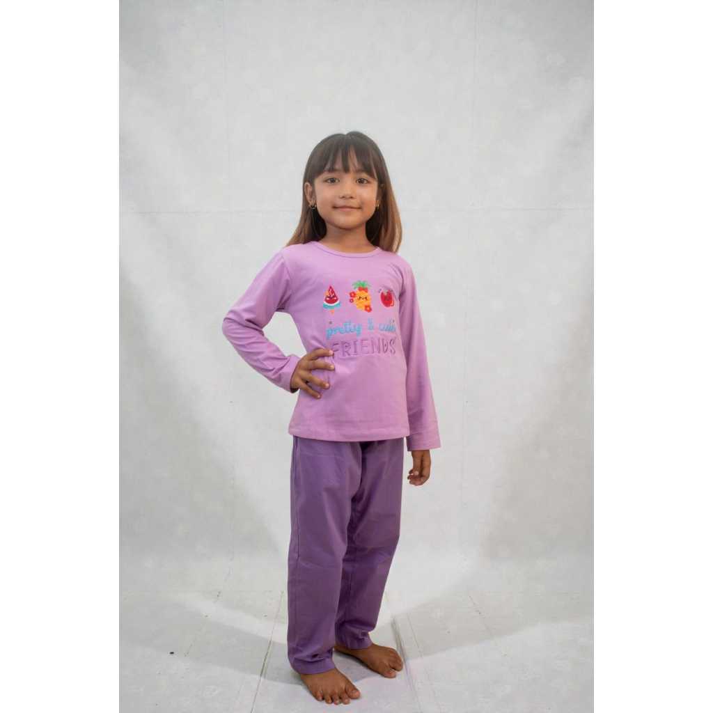 Setelan Baju Anak Perempuan Bahan Katun Premium Pretty and Cute Ungu