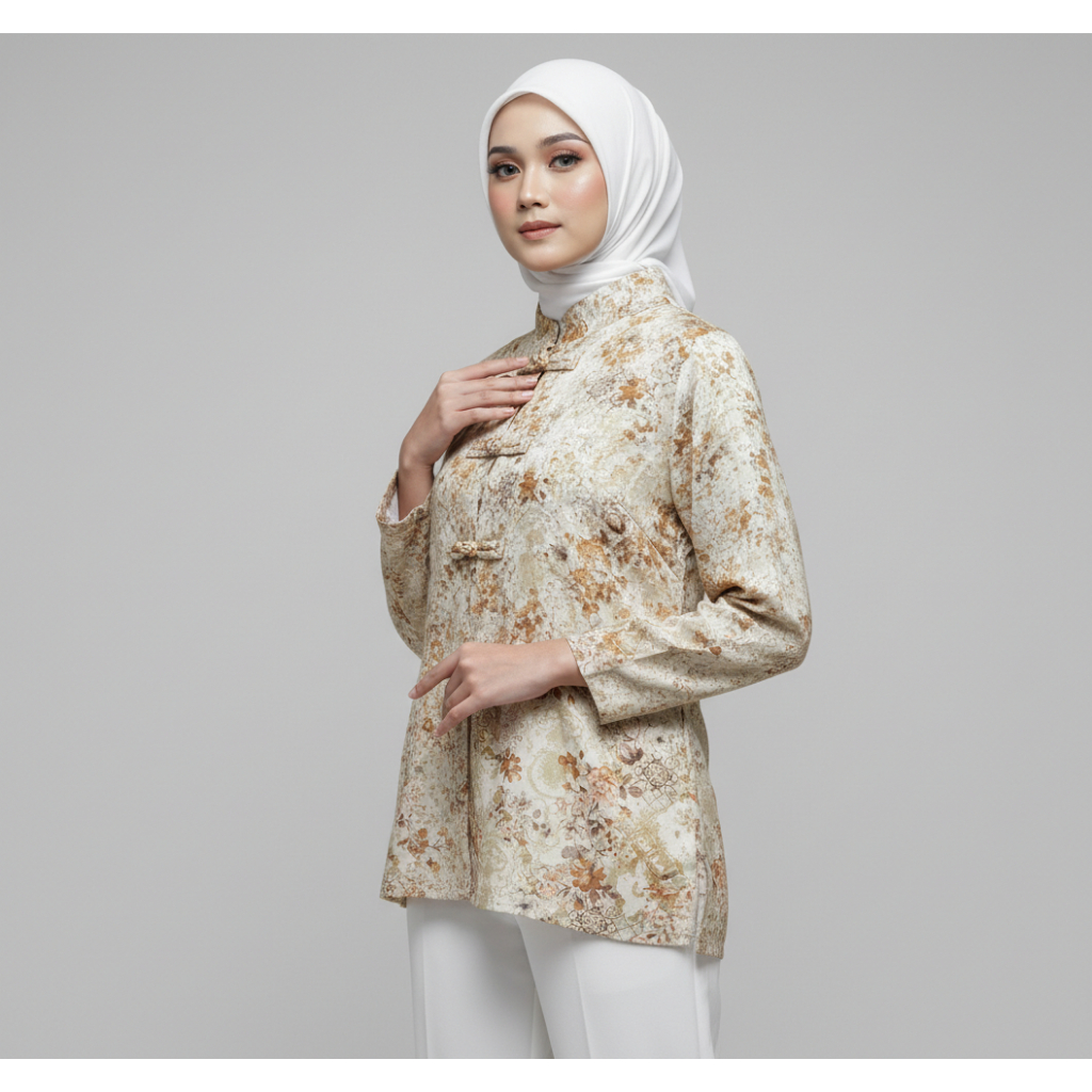 Sevanea Luvia Tunik Cheongsam Rayon Adem - Baju Atasan Wanita Aesthetic Modern Tunic Muslimah Kondan