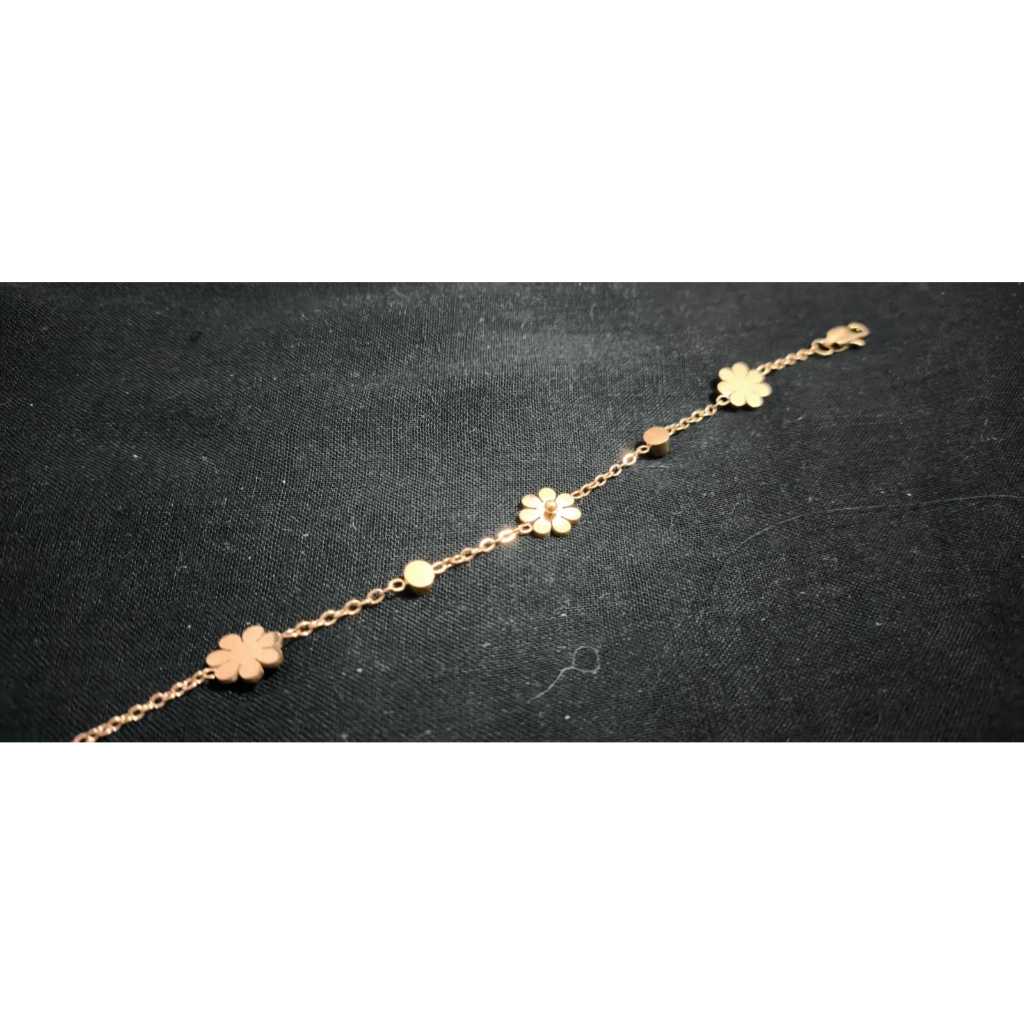 Gelang Titanium Bunga Daisy Rose Gold