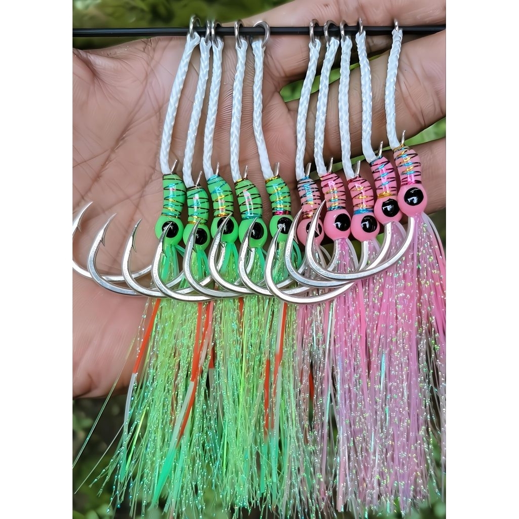assist hook jigging single pike 2/0 jig 100-150gr full gid