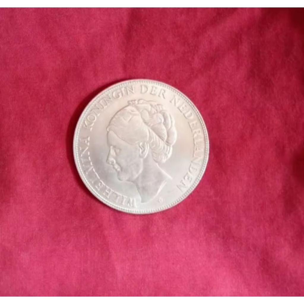 Koin Kuno Silver Perak Nederland Belanda Wilhelmina 1 Gulden