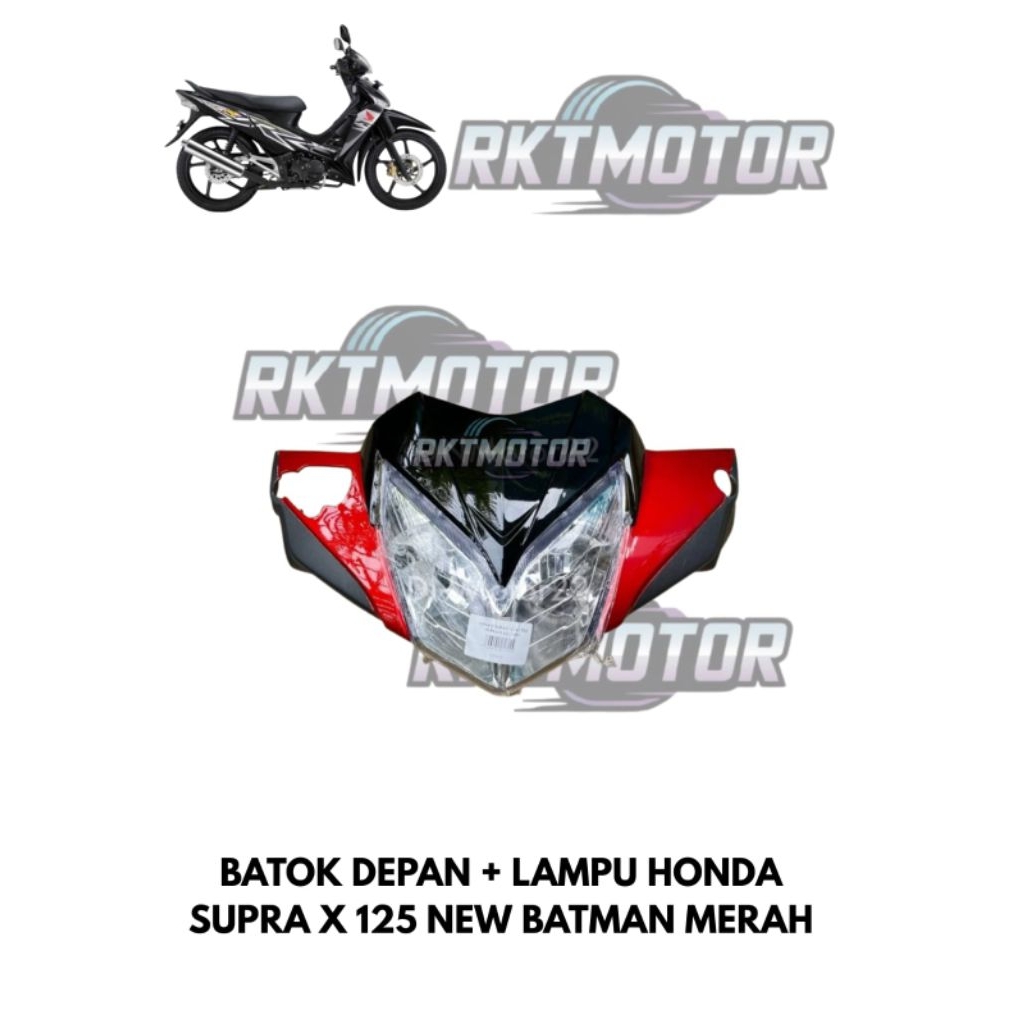 BATOK DEPAN + LAMPU SUPRA X 125 NEW BATMAN MERAH // BATOK DEPAN LAMPU SUPRA X 125 BATMAN