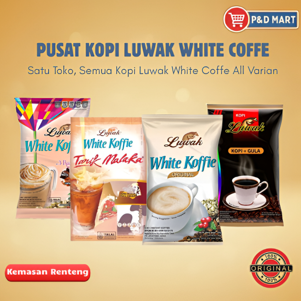 Luwak White Koffie Kopi Instan 1Renceng  All Varian Original Ready Stock Harga Hemat PD Mart