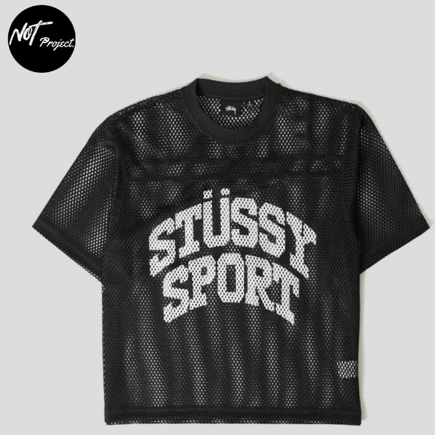 NotProject - Jersey Mesh Stussy Sport Unisex Pria/Wanita (hitam)