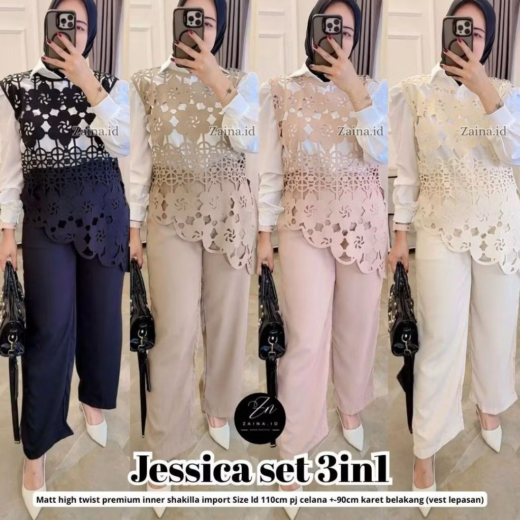 JESICA SET3in1 / STEL 3in1 / ONE SET 3in1 VEST KOREA / SETELAN 3in1 CUTTING
