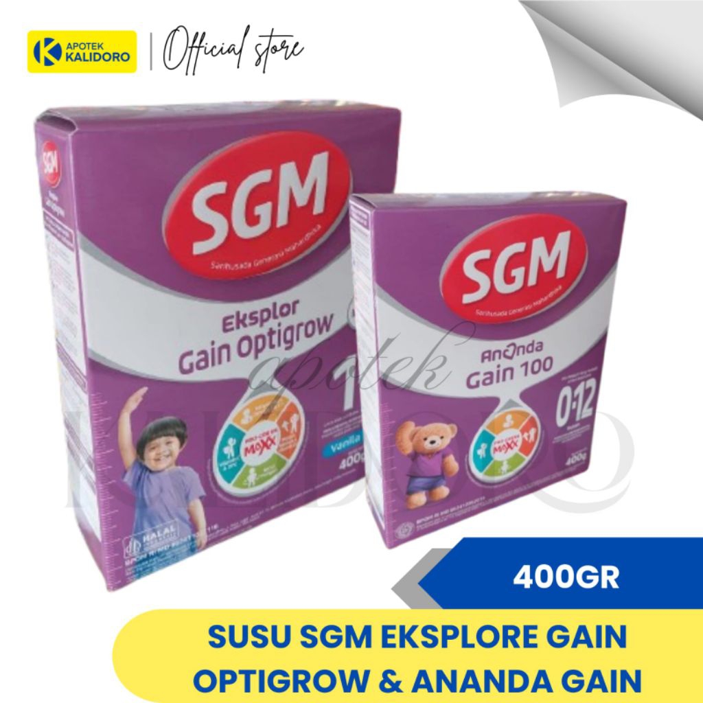 2 BOX SGM PERTUMBUHAN GAIN 100 & EKSPLORE 1+ OPTIGOW KEMASAN 400 GRAM, EXP 2028 COD LANGSUNG KIRIM
