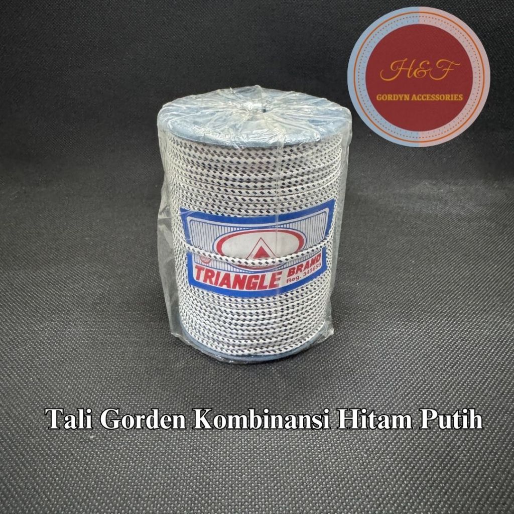 Tali Gorden Kombinasi Hitam Putih 1 Rol /Tali Gorden Tarik/ Tali Cord Gorden/Tali Hordeng Kombinasi 