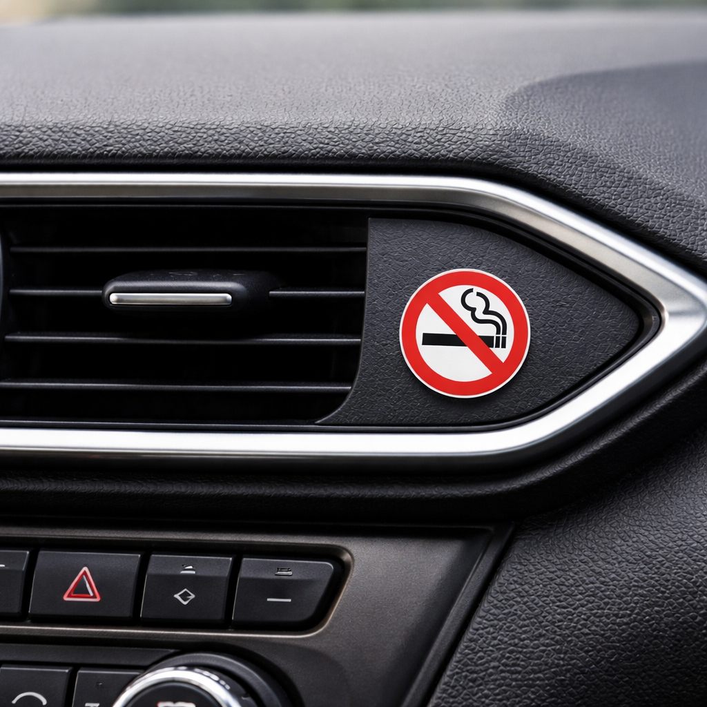 Sticker DTF UV Dilarang Merokok No Smoking Mobil