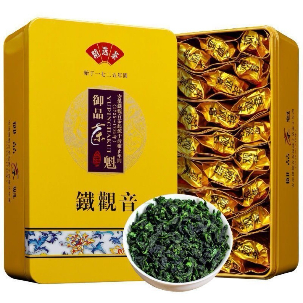 Teh Oolong Tie Guan Yin Premium Anxi China Gift Box Kaleng Isi Sachet Import