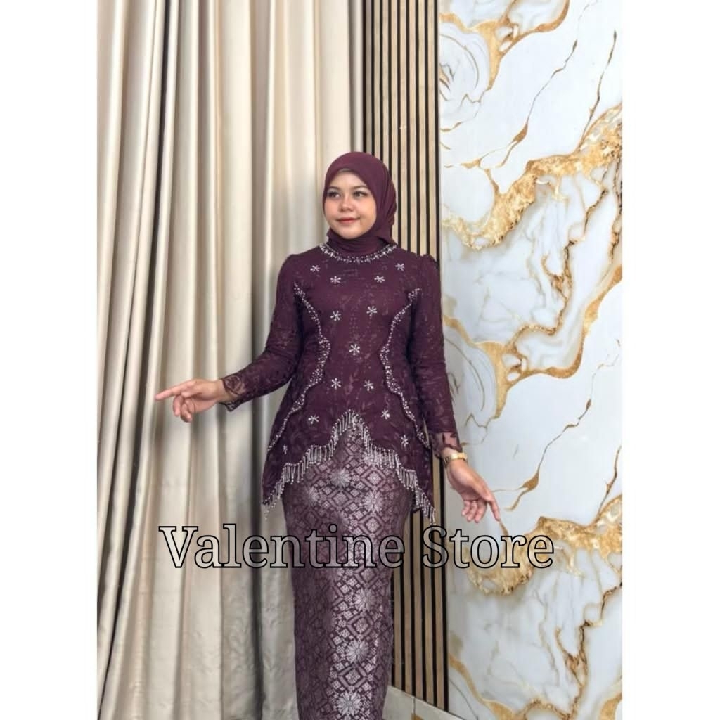 Vs_Set Kebaya Wanita Terbaru Baju Mewah Untuk Pesta - Kebaya Wisuda Modern - Kebaya Rumbai Payet - K