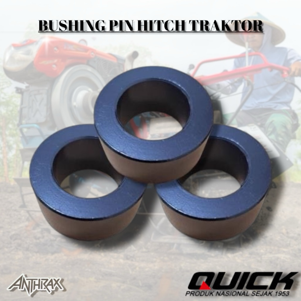 Bushin Pin Hitch Traktor Quick G1000 Ukuran OD 32mm ID 20mm Panjang 2cm Original Warna Hitam Bahan B