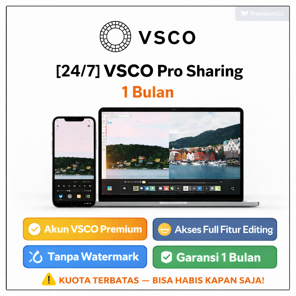 VSCO Plus Android | VSCO Pro iOS | VSCO Premium | Akun VSCO Sharing 1 Tahun | Preset VSCO | Edit Fot