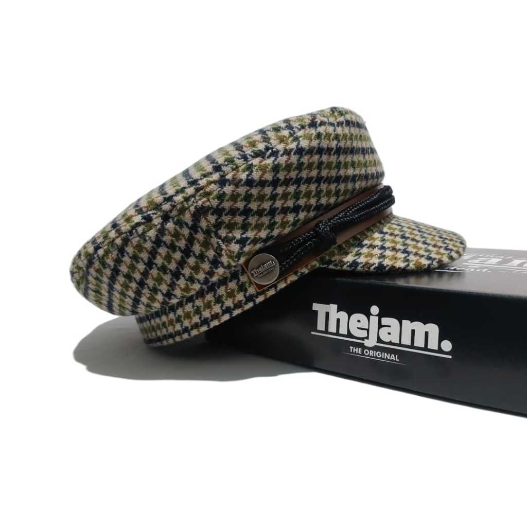 Thejam. Topi Fisherman | Sailor hat wool tweed green | Fiddler cap