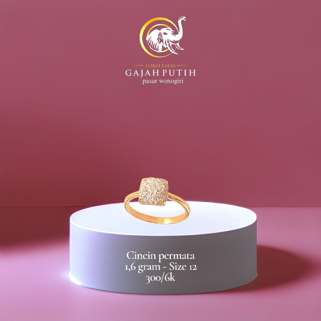 Cincin emas permata 1,6 gram