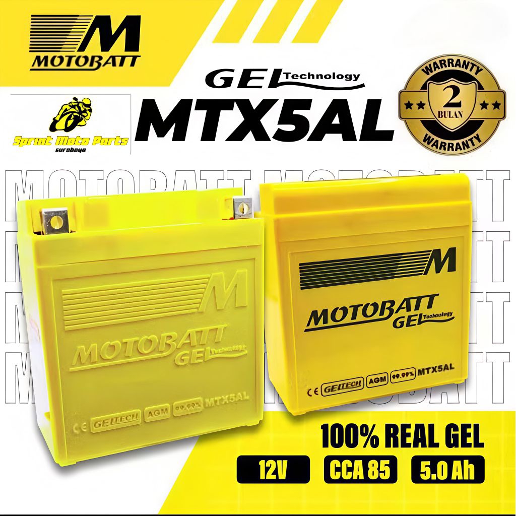 AKI MOTOBATT GEL - MTX5AL 5Ah - Garansi 2 Bulan - Suzuki Shogun 110 - Suzuki Smash 110