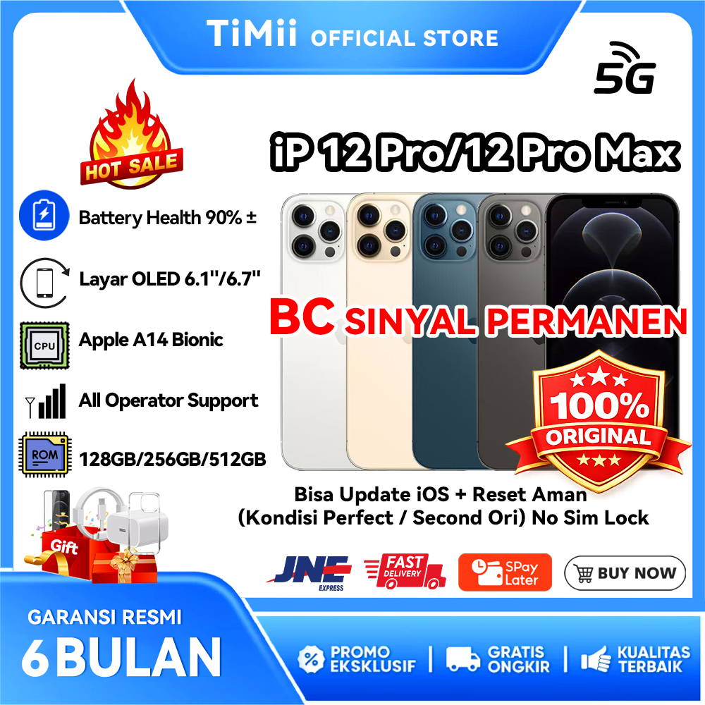 iPhone 12 Pro / 12 Pro Max BC Sinyal Permanen 128GB 256GB Original Inter Second Fullset Mulus BH 95%