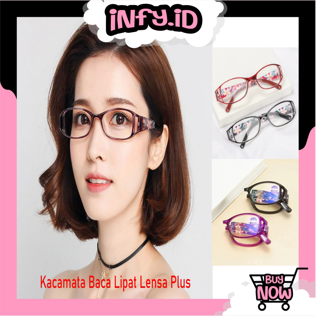 INFY - Kacamata plus baca dan jalan original - Kacamata membaca wanita model lipat - kacamata plus 1