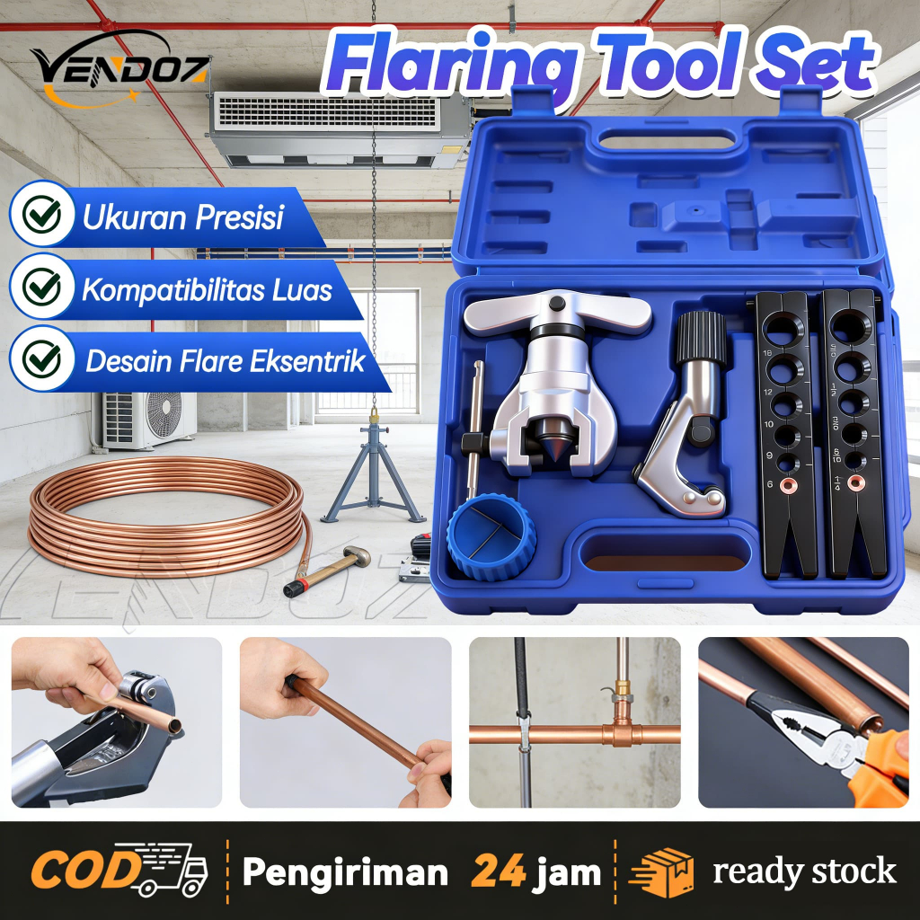 Flaring Tool AC & Swaging Tool Pipa AC Set Starmec  Single Flare Tool 45° Kit Alat Manual inch Penge