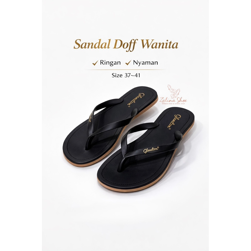 Sandal Jepit Wanita isi 1,2,3 & 5 Original Glanzton Karet Doff ( Sandal Teplek Wanita Viral)