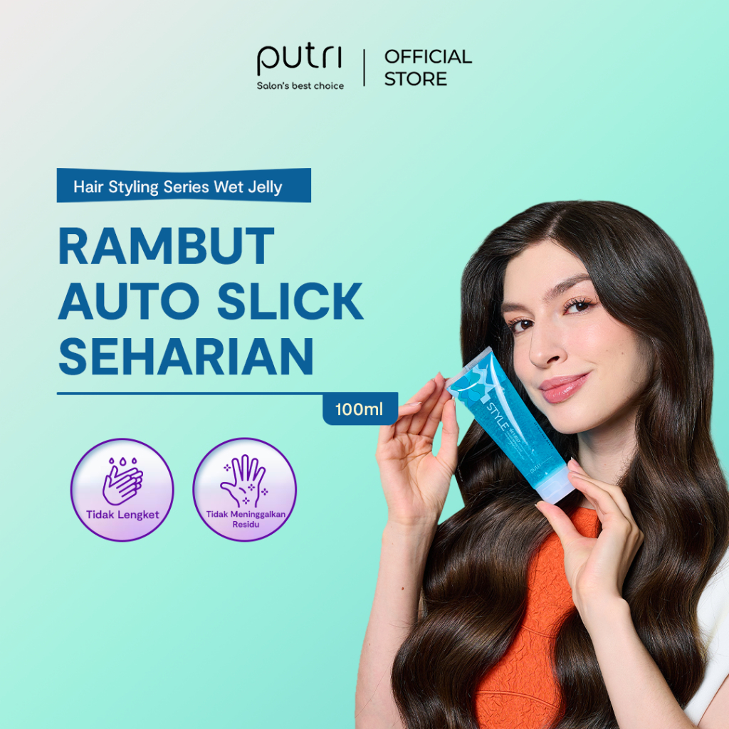 Putri Style Wet Jelly 100mL – Gel Rambut Basah & Tahan Lama | Styling Rambut Anti Lepek | Tanpa Resi