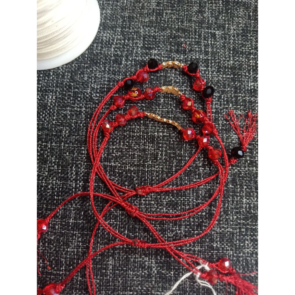 Gelang tali metalic charm emas 8 k / gelang tali kombinasi crystal dan emas 375 / gelang tali / gela