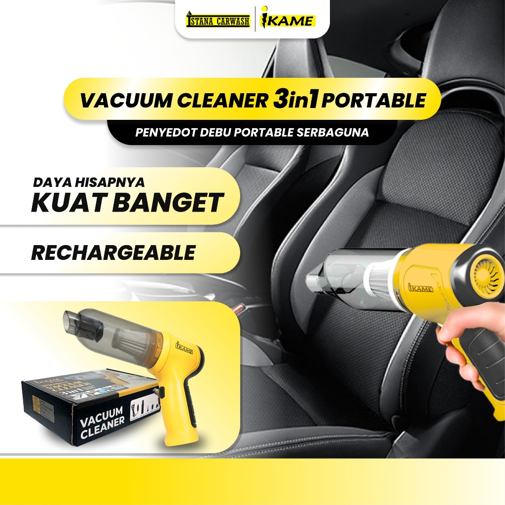 Smart Vacuum 3 in 1 Mini Portable IKAME Original - Vacuum Cleaner Cordless Mobil & Rumah Sedot Tiup 