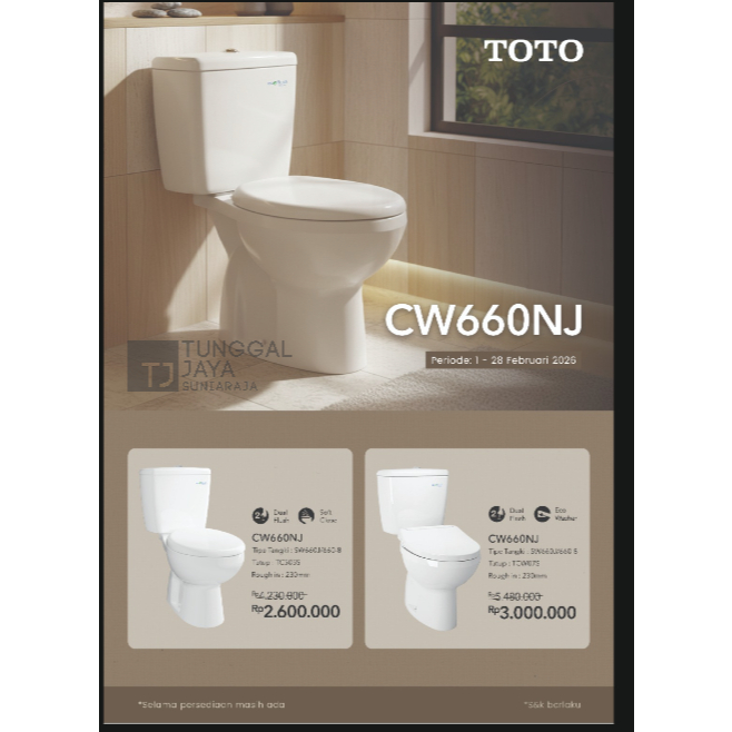 Closet TOTO CW660NJ/SW660J  / Kloset Duduk