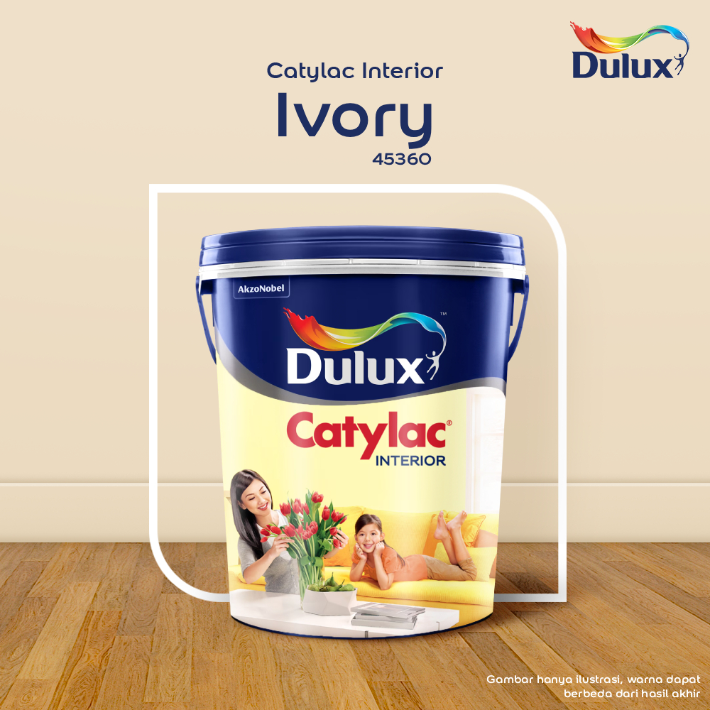 CAT TEMBOK IVORY DULUX CATYLAC INTERIOR - 5 KG CAT IVORY 45360 CAT TEMBOK DULUX CATYLAC