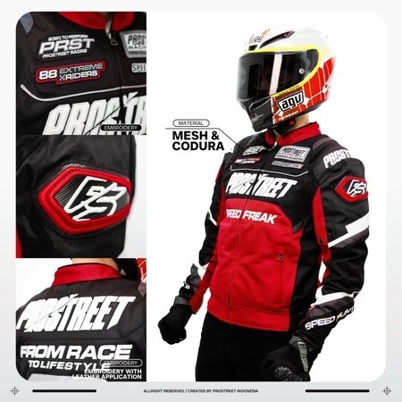 Jaket Mesh Prostreet Majestic Red Bahan Lotto Full Printing