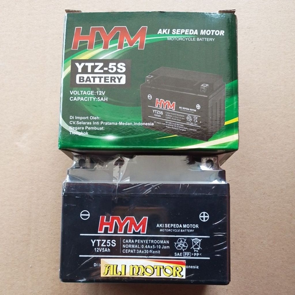 Aki motor HYM YTZ-5S 12V5AH supra 125 beat vario mio j vixion blade revo absolute ori HYM