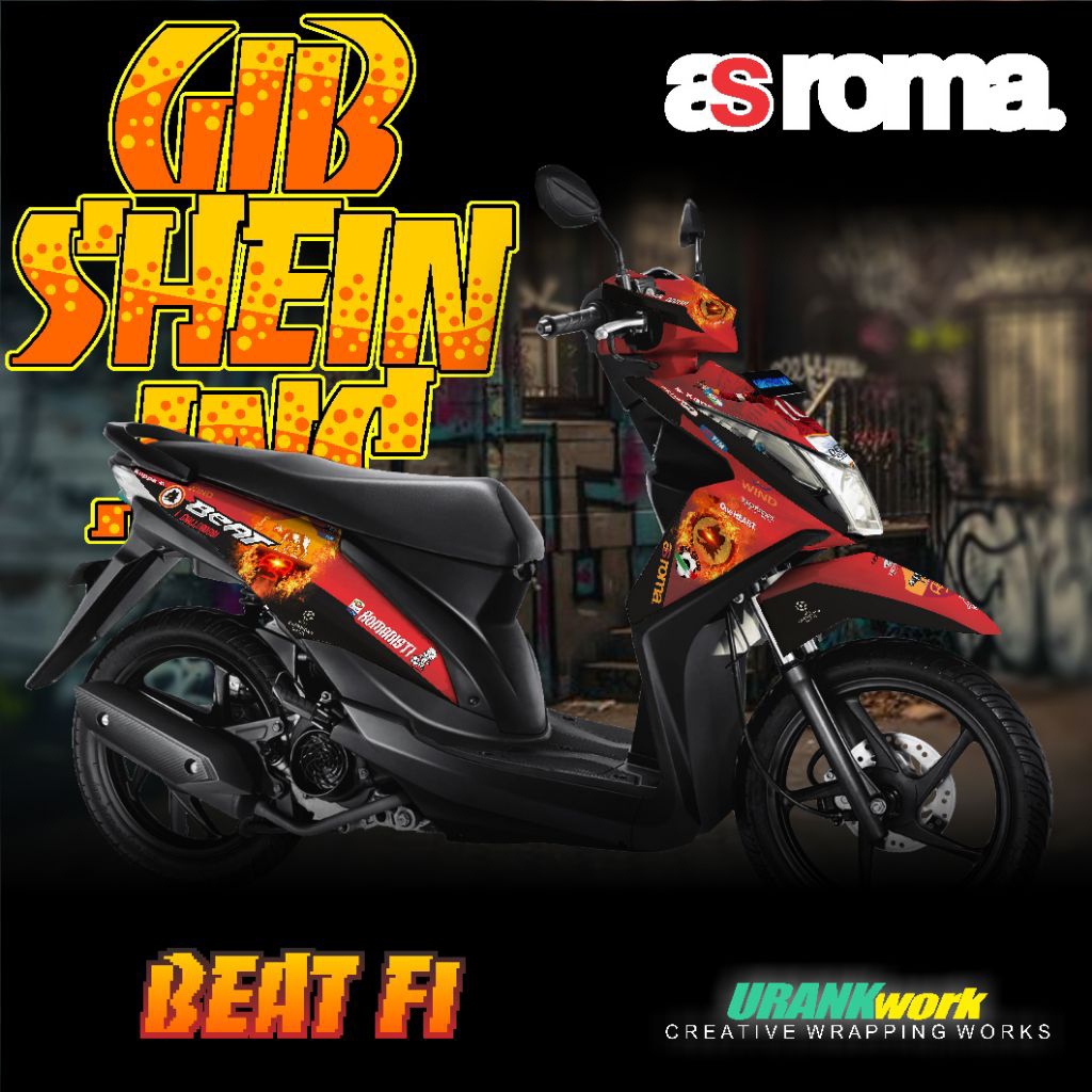 DECAL STIKER VARIASI STRIPING FULL BODY HONDA BEAT KARBU FI ESP DELUXE POP STREET AS ROMA VIRAL KERE