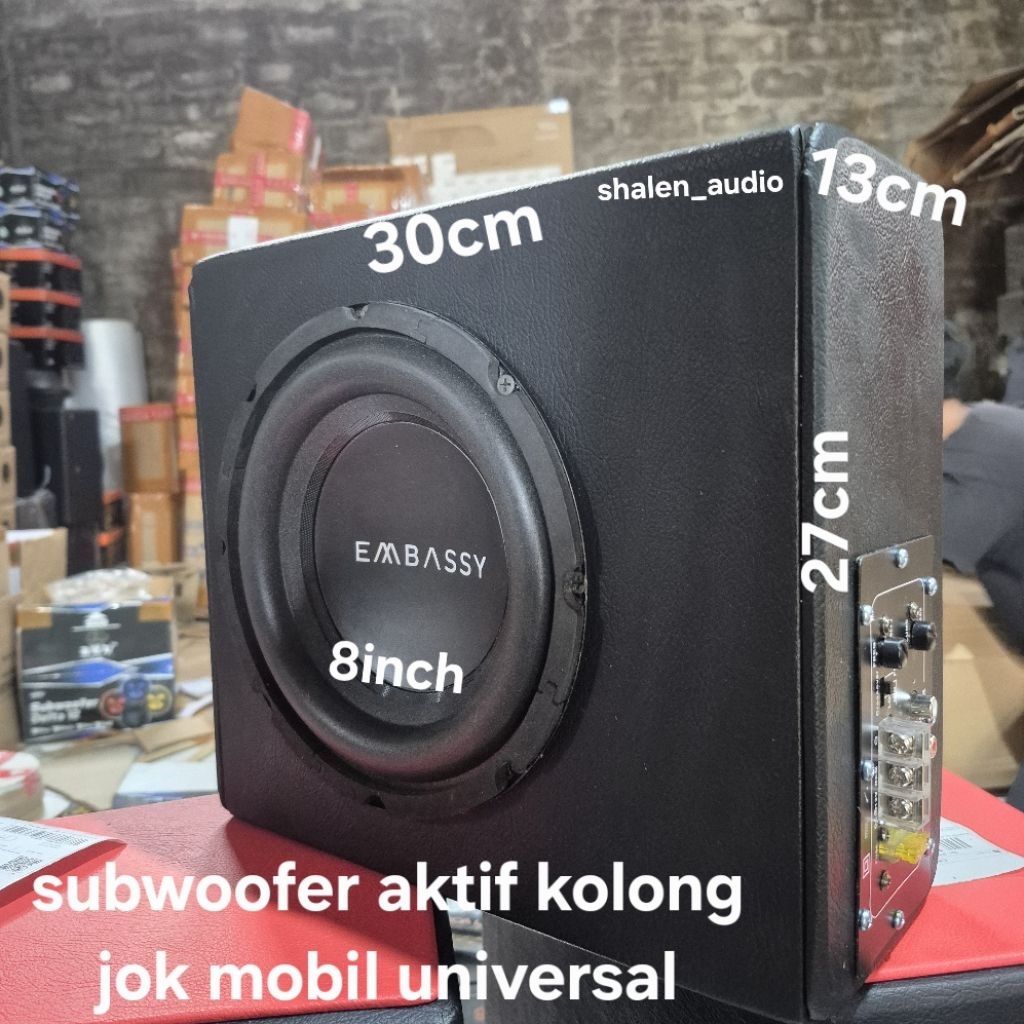 Subwoofer kolong jok aktif embassy 8inch ES-844 Universal 12volt DC