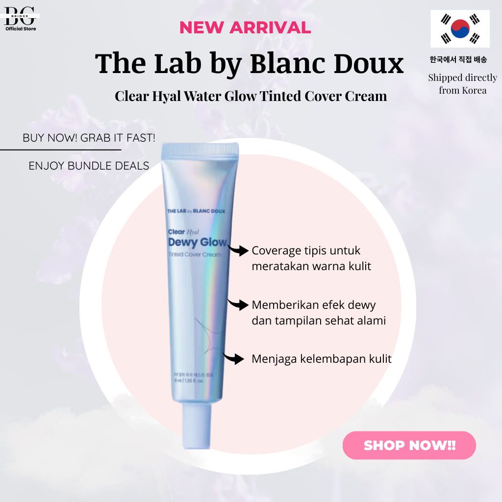 The Lab by Blanc Doux Clear Hyal Water Glow Tinted Cover Cream 40ml Tone Up Hydrating Base
