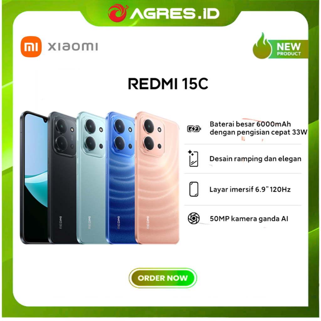 XIAOMI REDMI 15C RAM 6GB 128GB - 8GB 256GB- Helio G81 Ultra - 6.9 inci IPS LCD120Hz