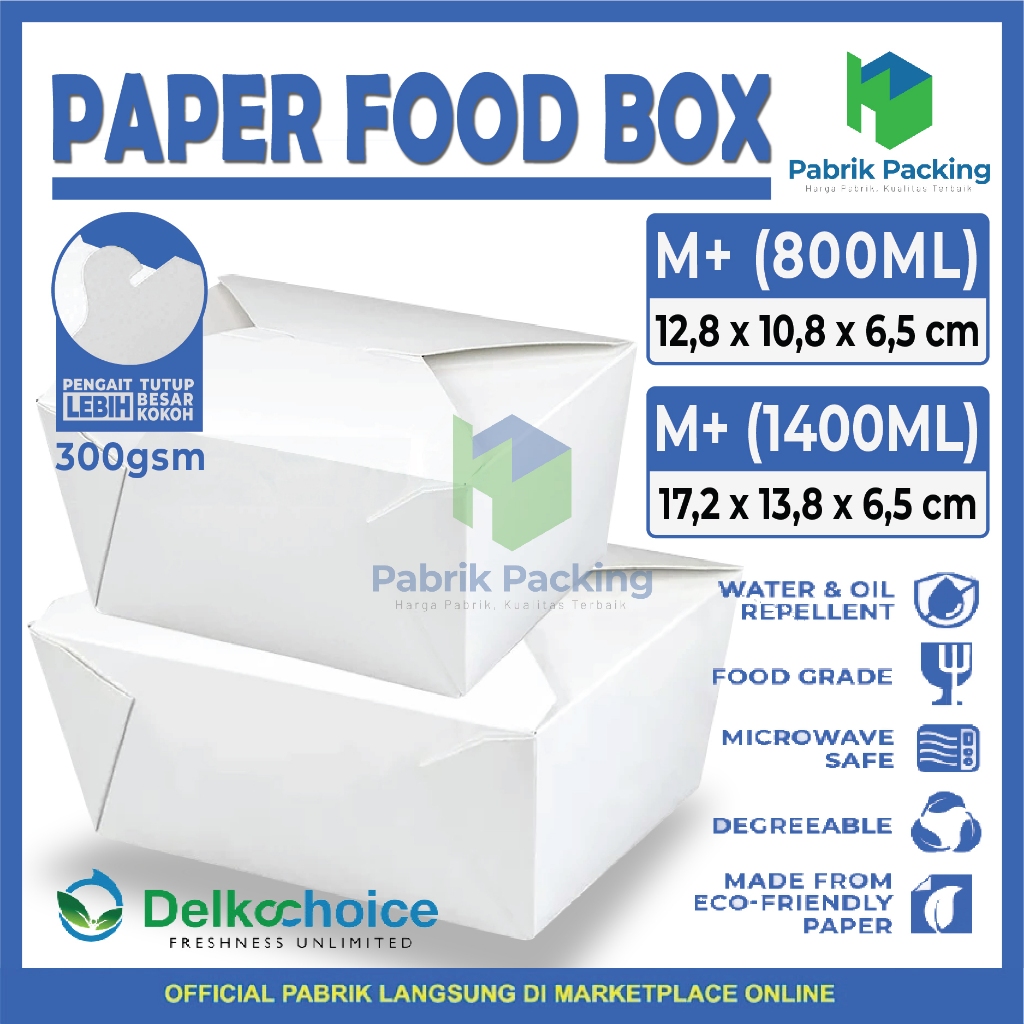 Foodpail Paper Lunch Box Kotak Makanan Rice Box Box Makanan Food Grade Ivory White Pail Satuan Termu