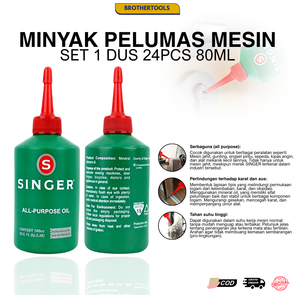 Paket 1 DUS Minyak Singer Mesin Jahit 80cc Singer Pelumas Mesin Jahit
