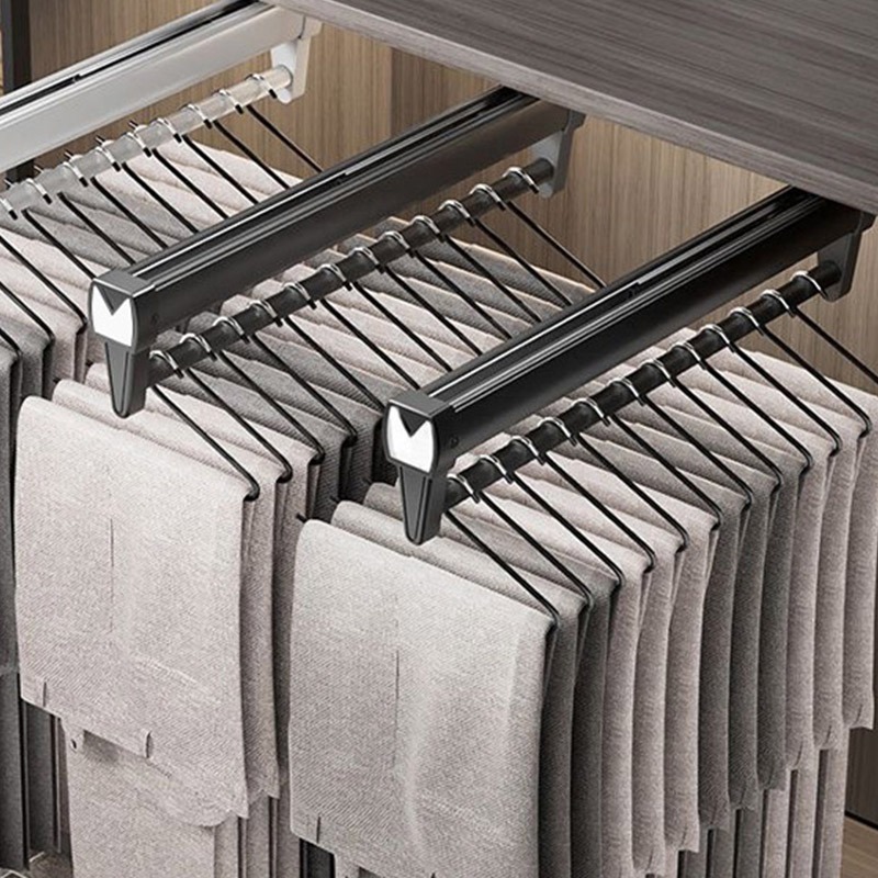 31cm/46cm Gantungan Baju Tarik Rel Gantungan Baju Lemari Tarik Gantungan Teleskopik Gantungan Baju R