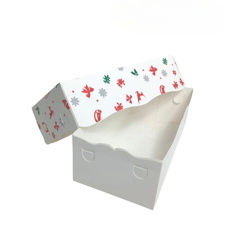 10 Pcs Dus Kotak Kue Motif Natal Warna Putih Dus Hampres Lucu Pita Natal