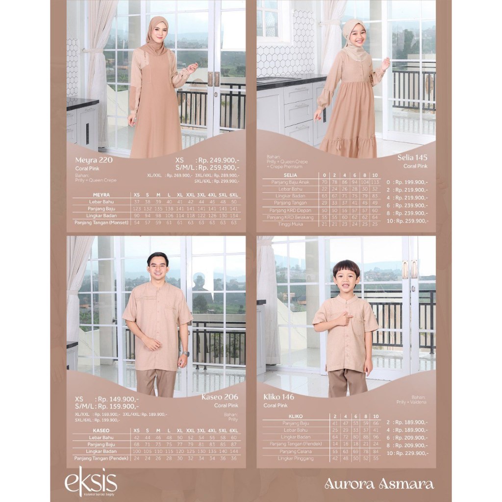 COUPLE GAMIS IBU DAN ANAK EKSIS 257 CORAL PINK BY SEPLY