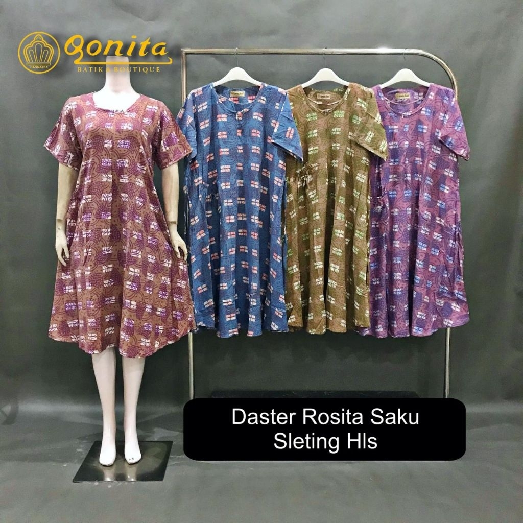 {Ld 100-116 Cm} Daster Lengan Pendek Busui Batik Qonita Pekalongan Rosita