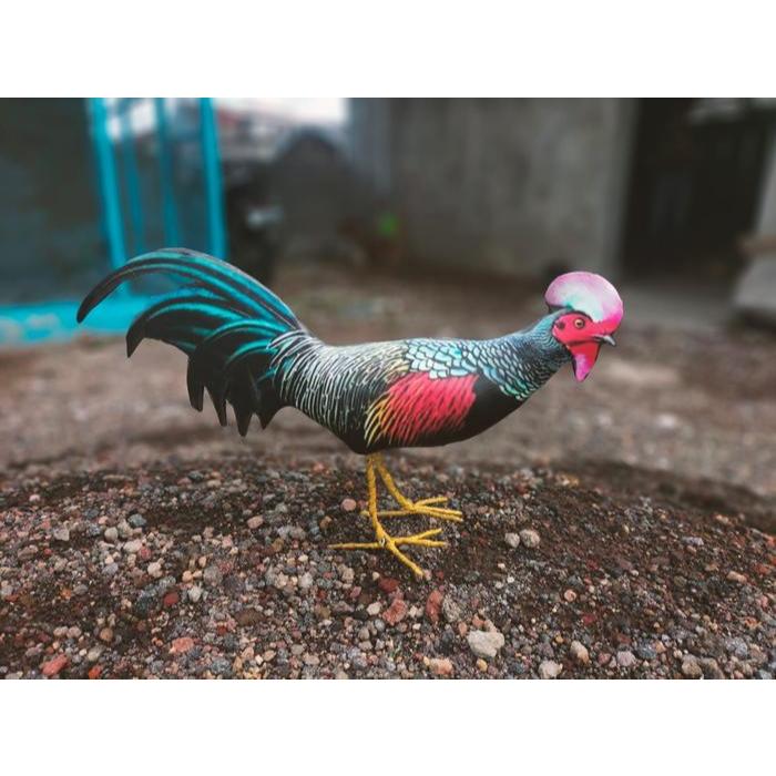 PATUNG JONTROT AYAM HUTAN HIJAU JANTAN - JONTROT AYAM HUTAN HIJAU MIRIP ASLI