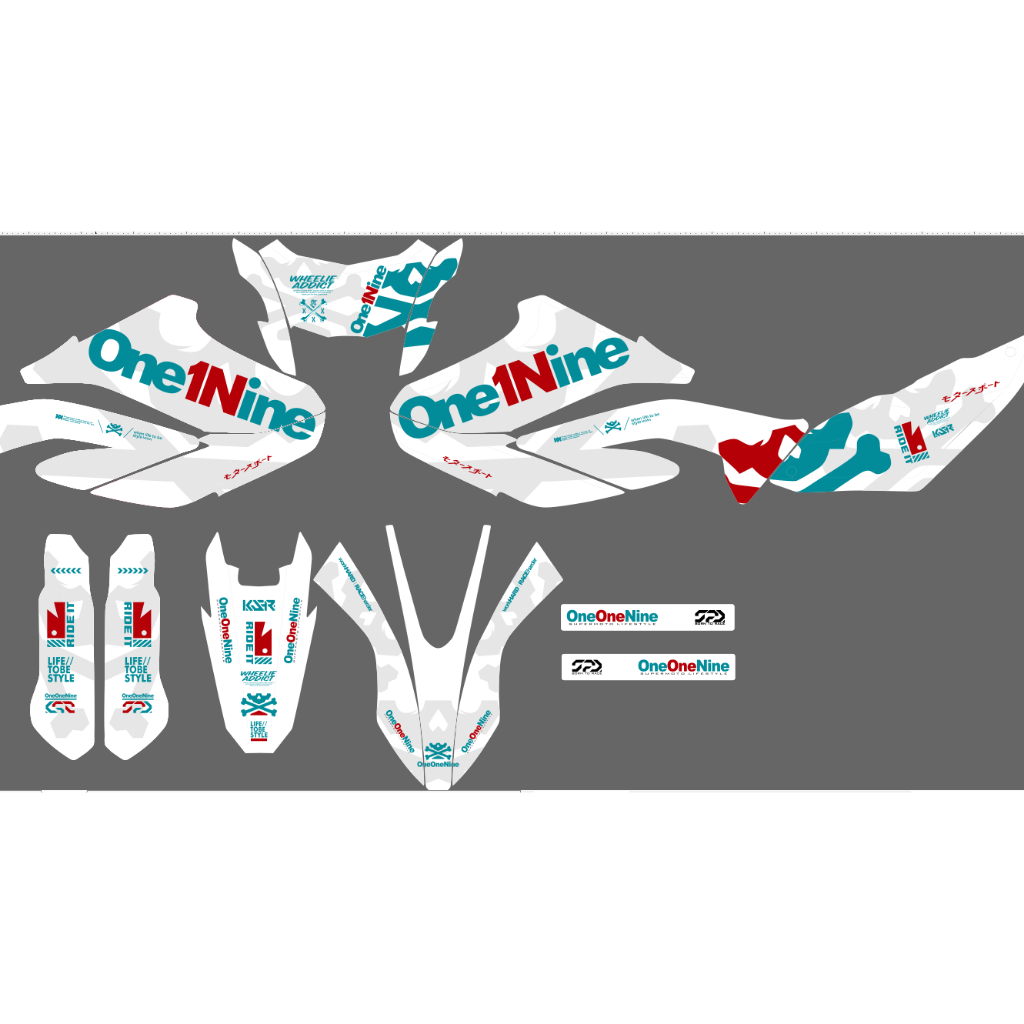 decal sticker full body wr 155 variasi striping motif niru hitam putih keren simple D-C8-012