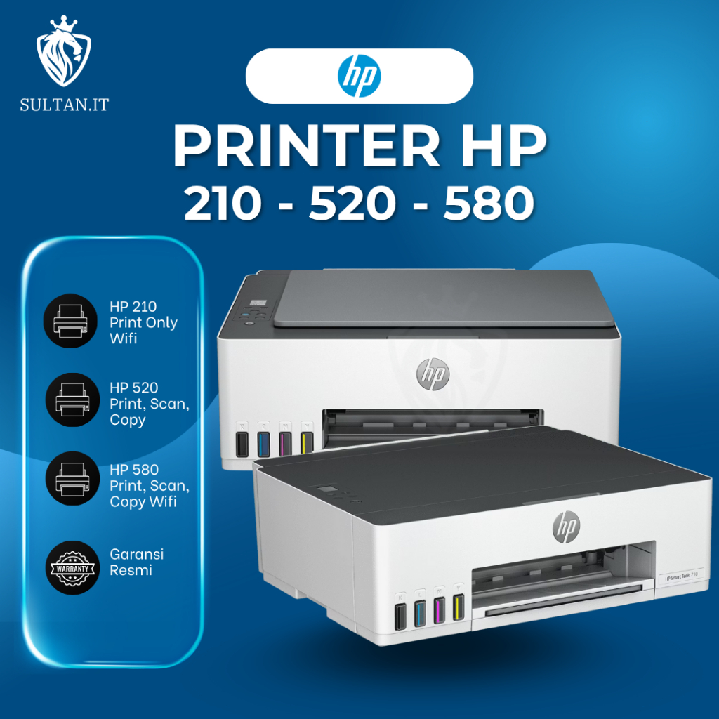 Printer Smart Tank HP 520 (Print,Scan,Copy) / 580 (Print,Scan,Copy Wifi) / 210 (Print Wifi) Original