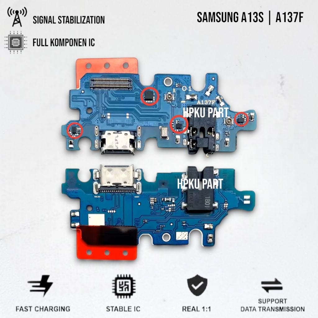 Flexible Konektor Charger + Mic Samsung A13S | A137F Original Full Komponen IC Board Charger Konekto