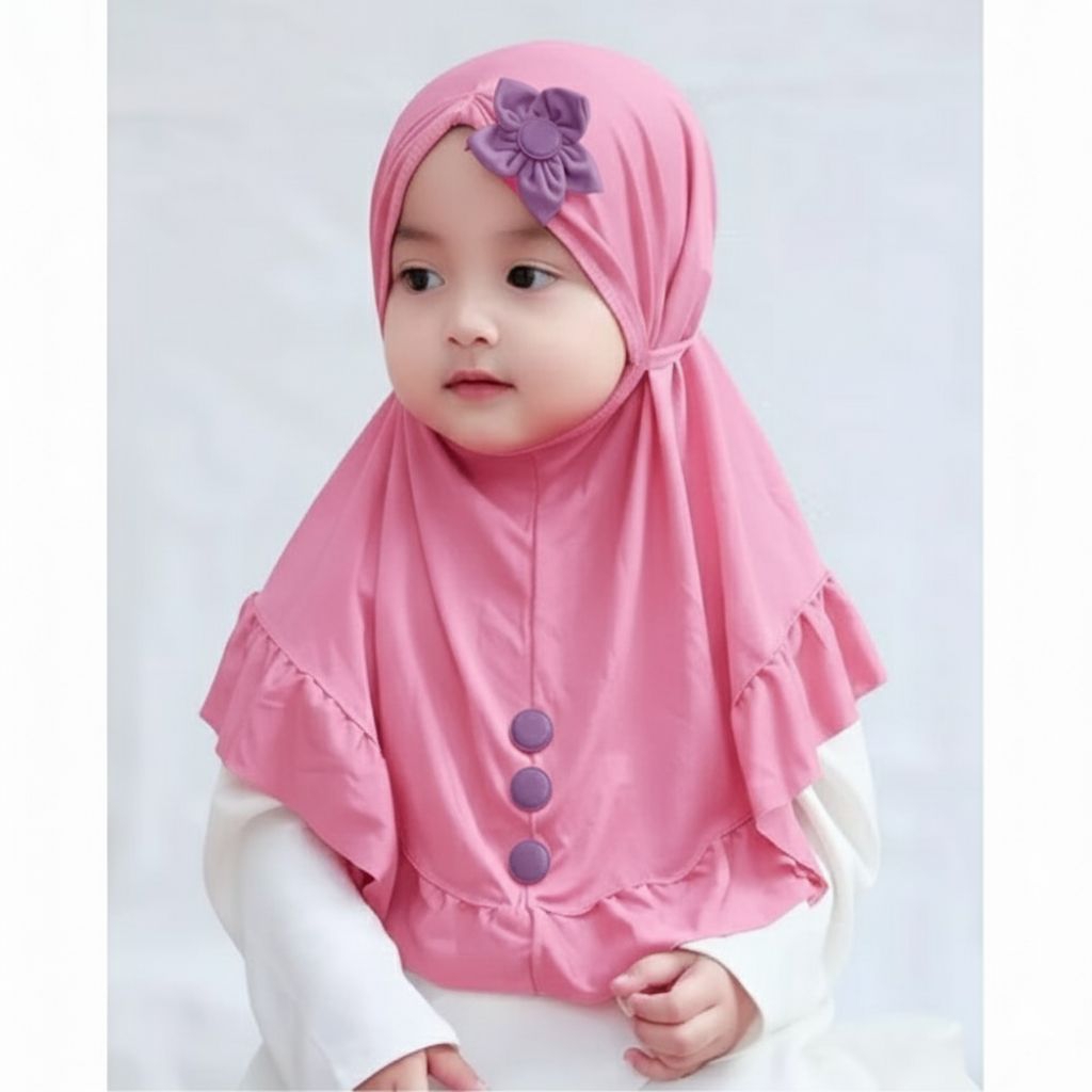 kerudung bayi bunga sakura/kerudung bayi lucu murah/kerudung anak perempuan cocok untuk usia 1-3 tah