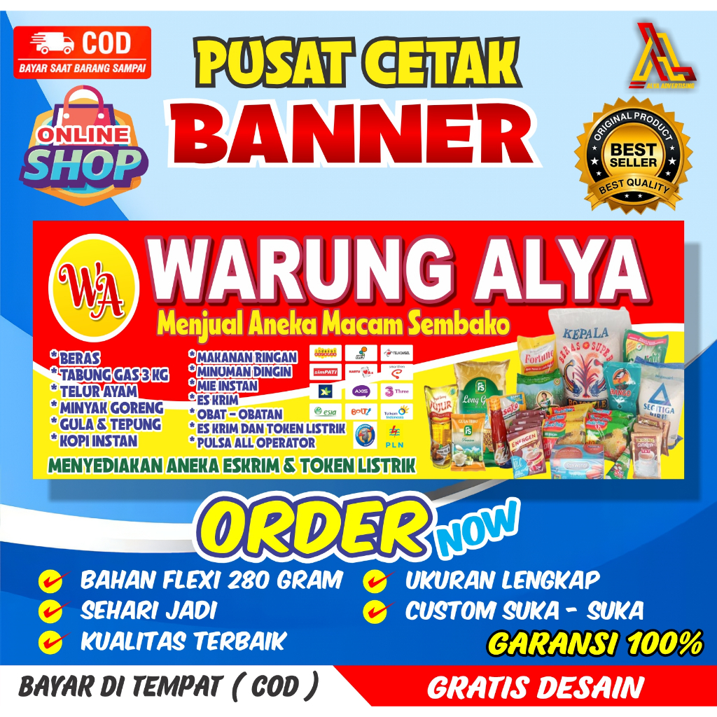 SPANDUK TOKO SEMBAKO MURAH / BANNER TOKO SEMBAKO