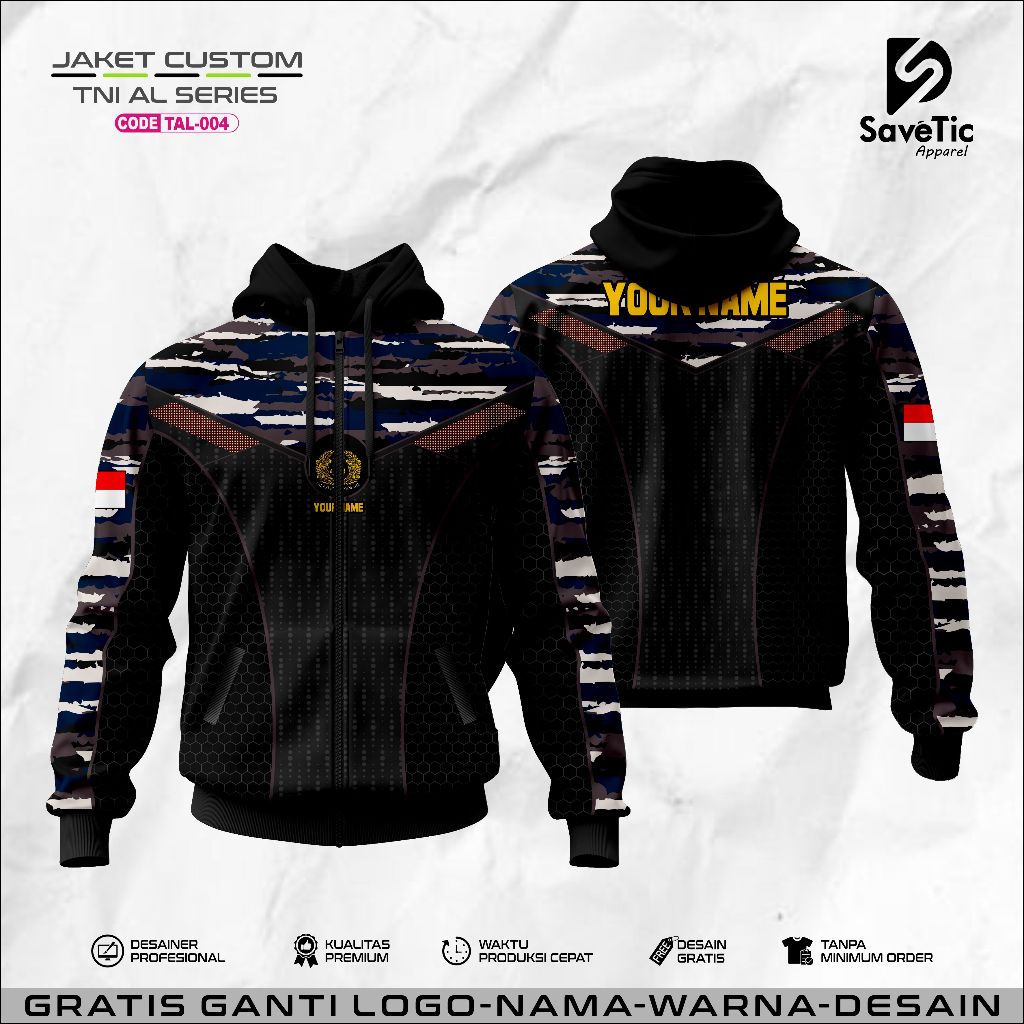 Jaket TNI AL Full Printing Sublim Custom / Hoodie/Tracktop/Bomber/army/loreng